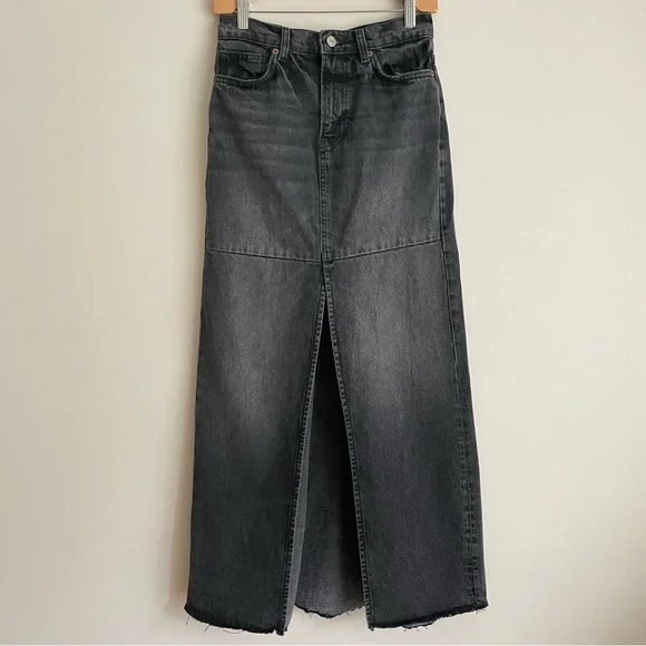 Reformation Tazz Maxi Denim Slit Front Skirt in Liman Wash Size 24 - Picture 4 of 13
